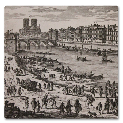 Perelle. gravure originale à l'eau-forte sur vergé : Veue de l'isle Nostre Dame. Paris, Chez N.Langlois, rue Saint-Jacques, c. 1680. Vue de l'île saint-louis perelle, gravure, eau-forte, paris, ile saint-louis, bretonvilliers, 1680, xviie siecle, isle nostre dame