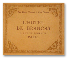 Les Vieux hôtels de la rive gauche. L’Hôtel de Brancas, 6 rue de Tournon. Paris, vers 1930. Plaquette publicitaire pour la Maison d'antiquités F. Dreifuss vieux hotels, rive gauche, paris, saint-germain des pres, hotel de brancas, rue de tournon, antiquaire, antiquites, maison dreifuss, photo