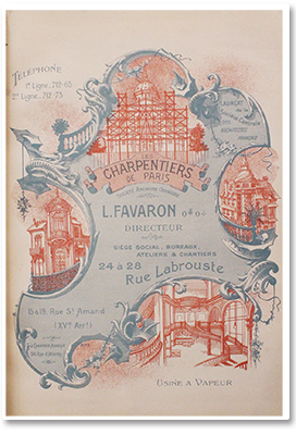 Louis FAVARON. Les Charpentiers de Paris. Paris, imp. Lithographie parisienne, [c. 1905]. Edition originale en cartonnage d'éditeur