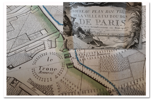 Nouveau plan routier de la ville et Faubourgs de Paris divisé en 12 arrondissements ou municipalités. Esnaut et Rapilly, an X (1801-1802). Plan original plié dans couverture cartonnée paris, plan, plan routier, plan original, esnaut et rapilly, an X, révolution francaise, 1802, arrondissements