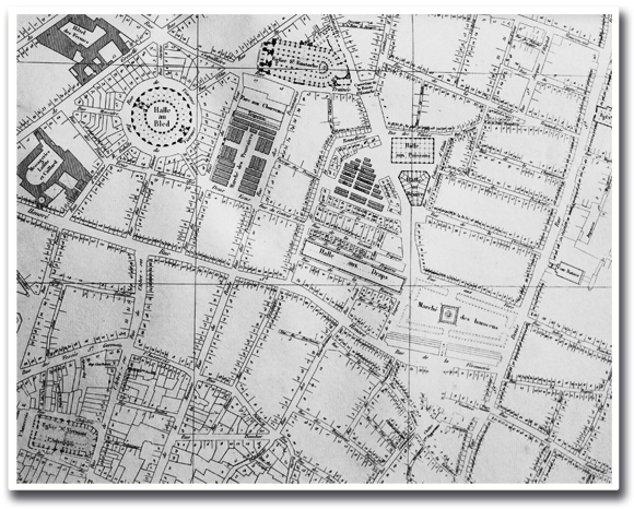 paris, plan, jacoubet, atlas, 1836, reliure, plan gravé, planches, raremaps, les halles