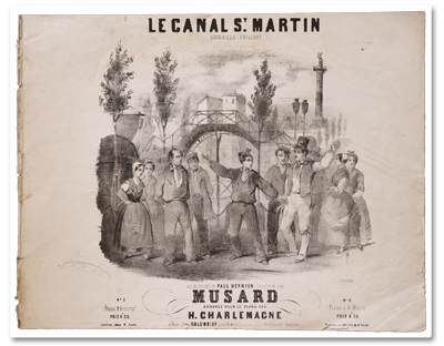 paris, partition, partition illustrée, canal saint martin, canal st martin, musard, quadrille brillant, colombier, 1845, lithographie