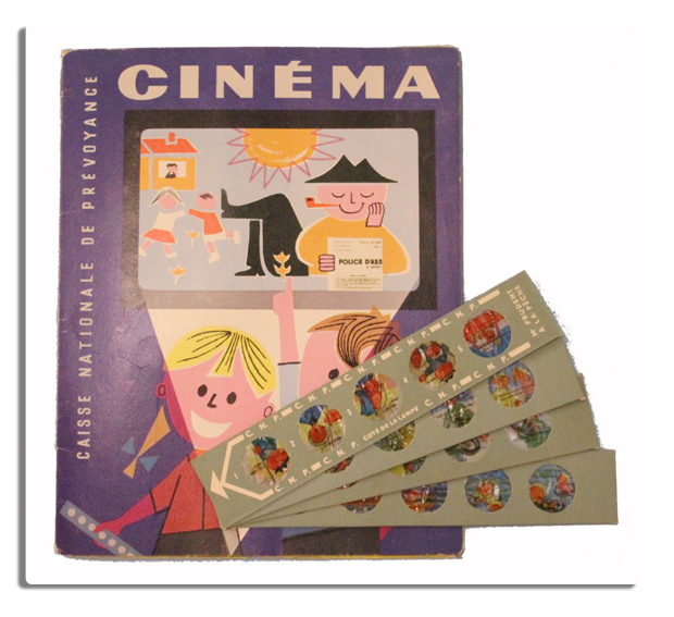 Max Ponty (ill.). Cinéma. Caisse Nationale de Prévoyance, Imp. Darboy, Montreuil, vers 1960. Rare jeu de cinéma publicitaire pour enfants max ponty, jeu, cinema, jeu ancien, enfants, caisse nationale de prevoyance, darboy, vers 1960, monsieur prudent à la peche, montreuil